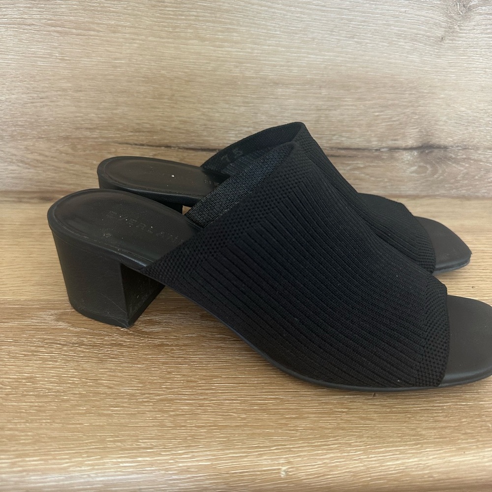 Everlane Black Textured Mules